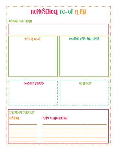how to plan your homeschool co-op printable